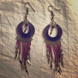 Purple Dreamcatcher-style Earrings